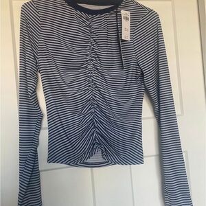 Abercrombie Striped Navy and White Long Sleeve Top